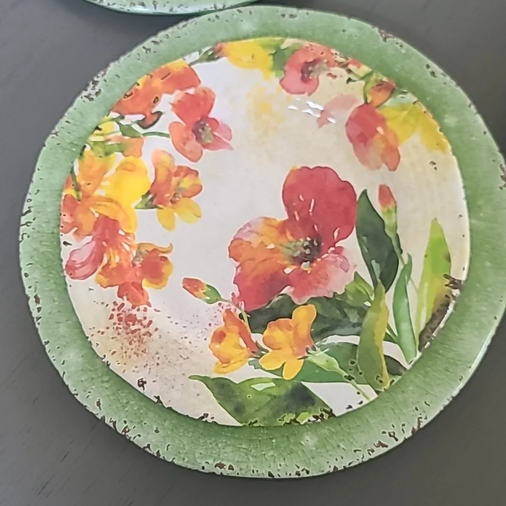 Pier One Rustic Melamine Dinner And Salad Plate Set. 8 Plates